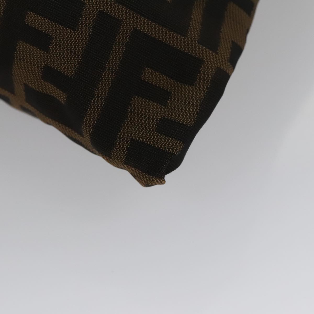 FENDI Zucca Canvas Drawstring Bag Brown Black Auth 101941