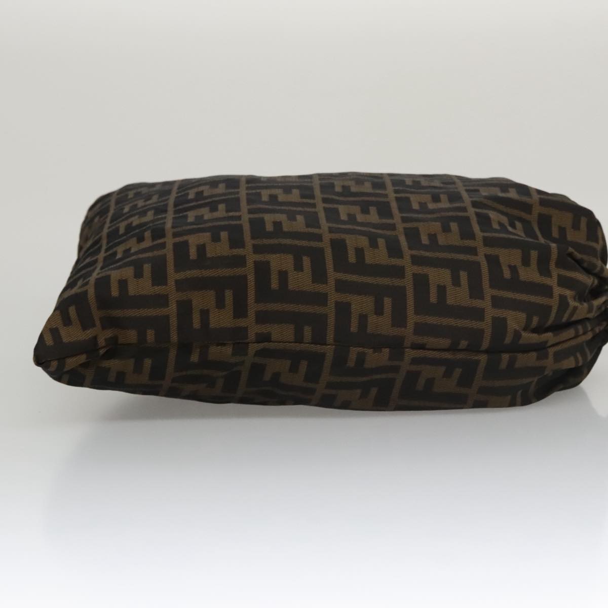 FENDI Zucca Canvas Drawstring Bag Brown Black Auth 101941