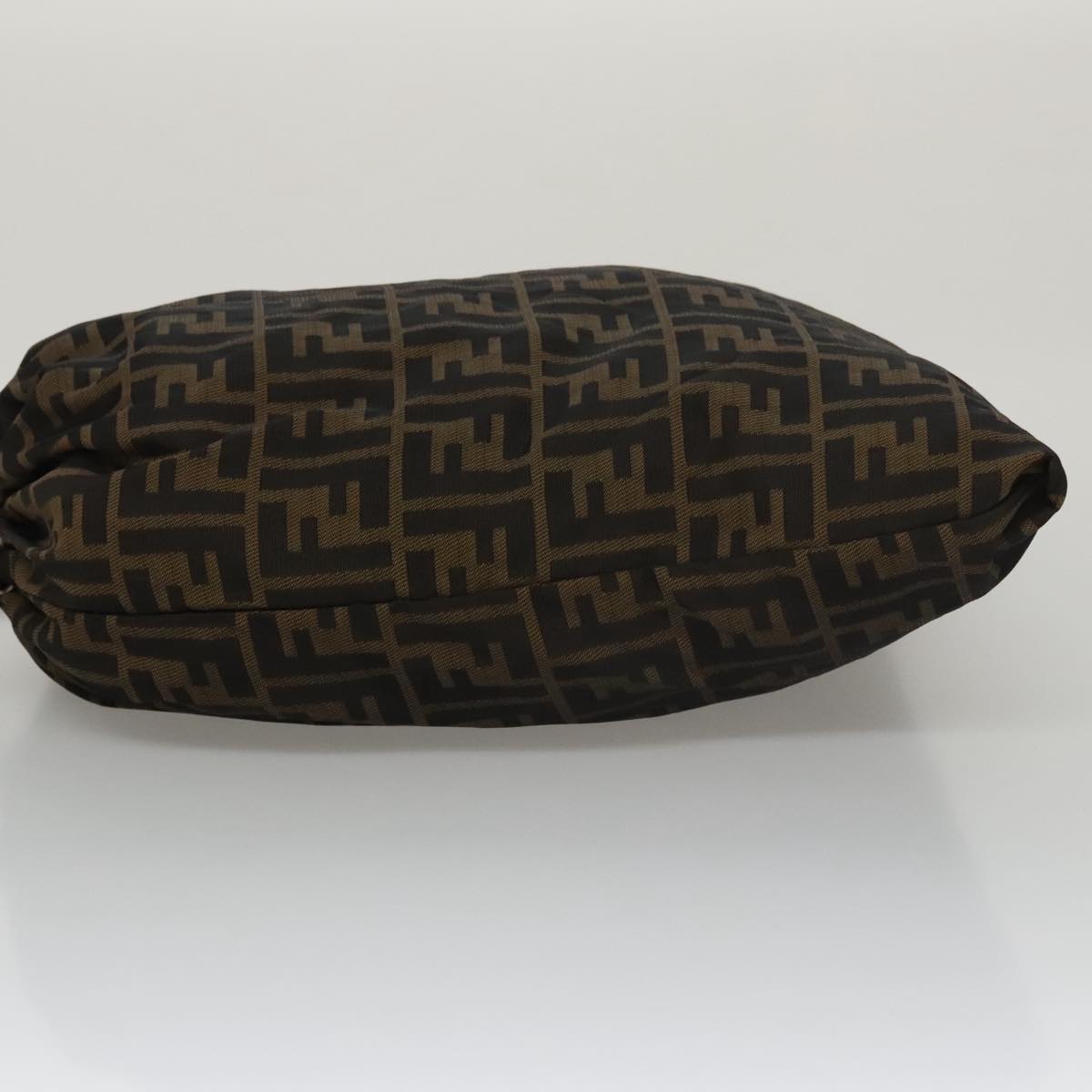 FENDI Zucca Canvas Drawstring Bag Brown Black Auth 101941