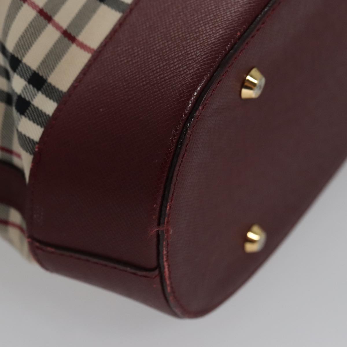 BURBERRY Nova Check Tote Bag Canvas Leather Gold Beige Auth 101946