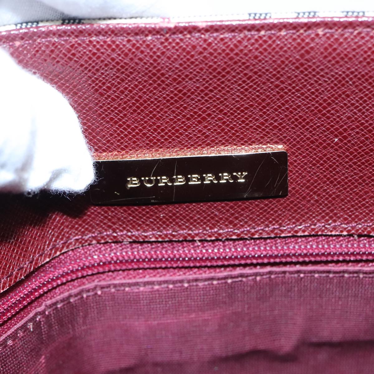BURBERRY Nova Check Tote Bag Canvas Leather Gold Beige Auth 101946