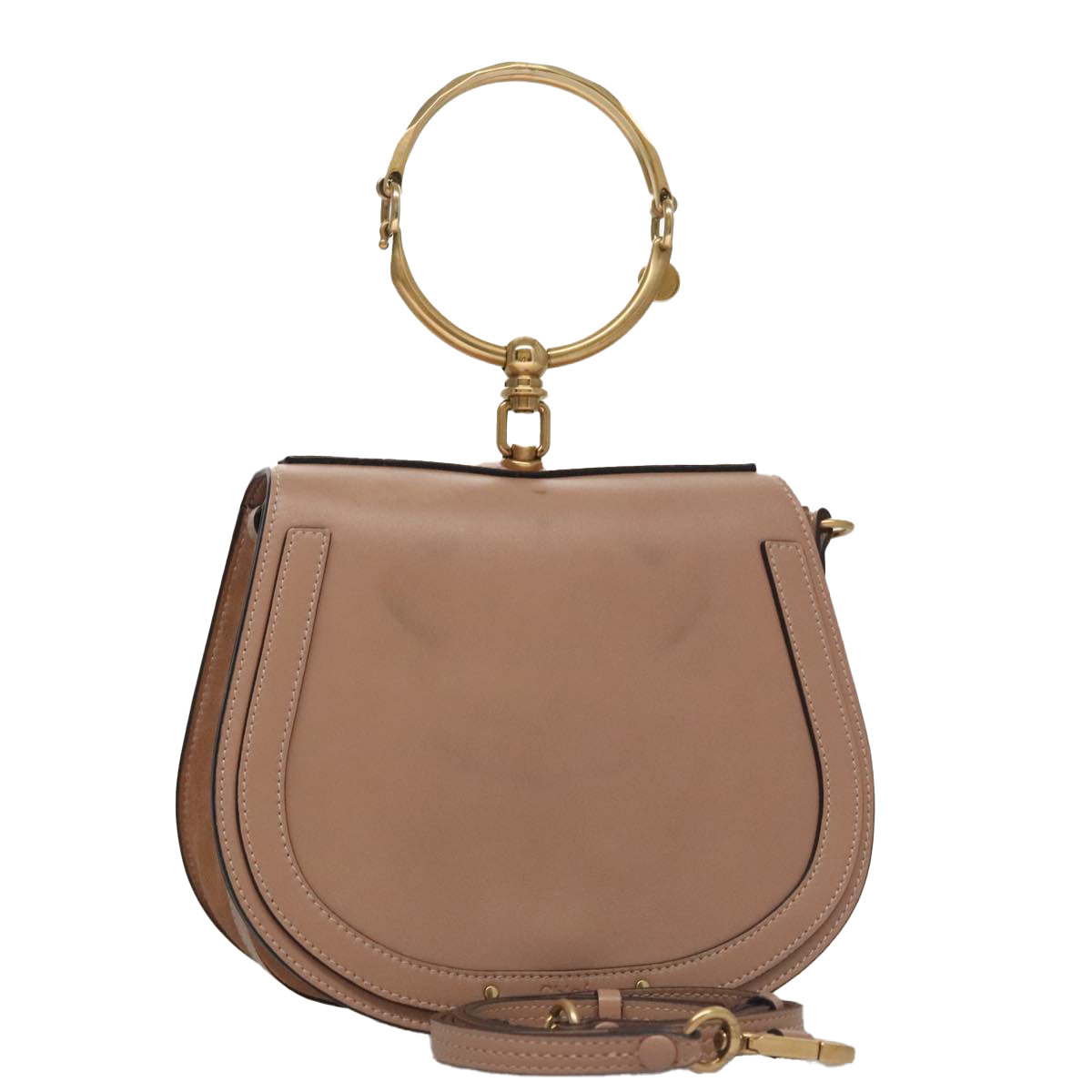 Chloe Nile Hand Bag Leather 2way Pink Gold Auth 101985