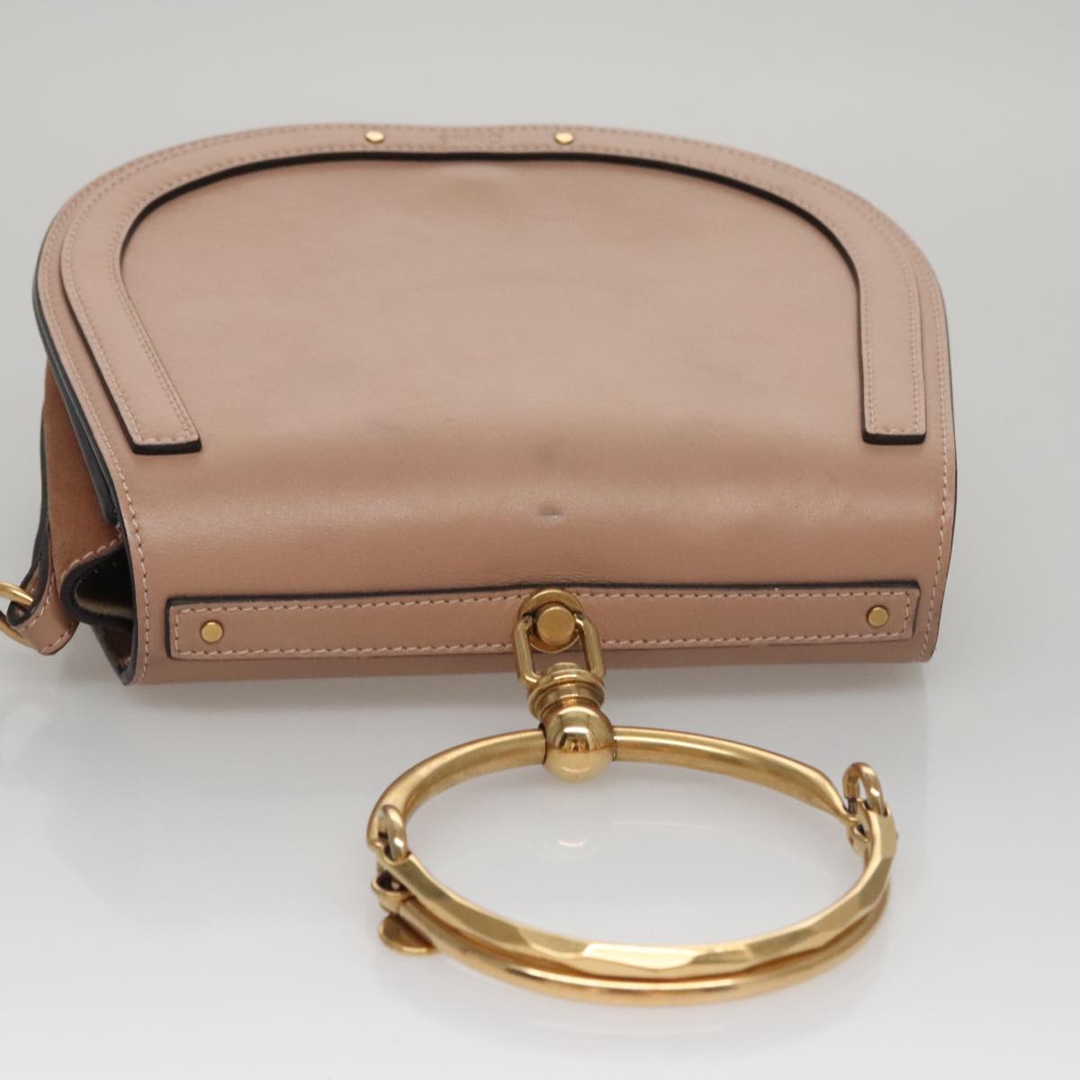 Chloe Nile Hand Bag Leather 2way Pink Gold Auth 101985