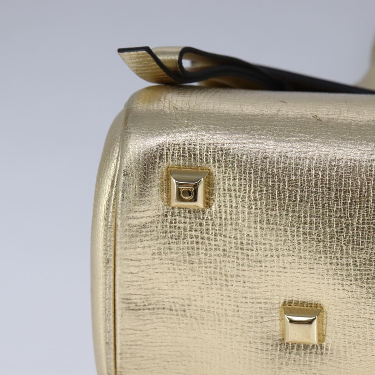 Salvatore Ferragamo Hand Bag Leather 2way Gold Auth 102010