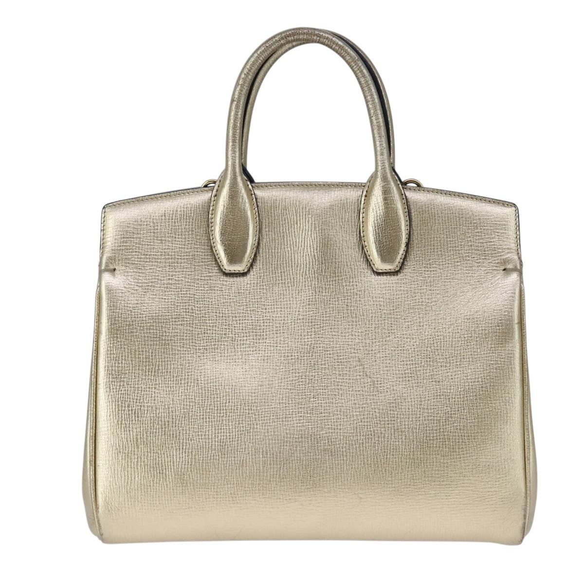 Salvatore Ferragamo Hand Bag Leather 2way Gold Auth 102010