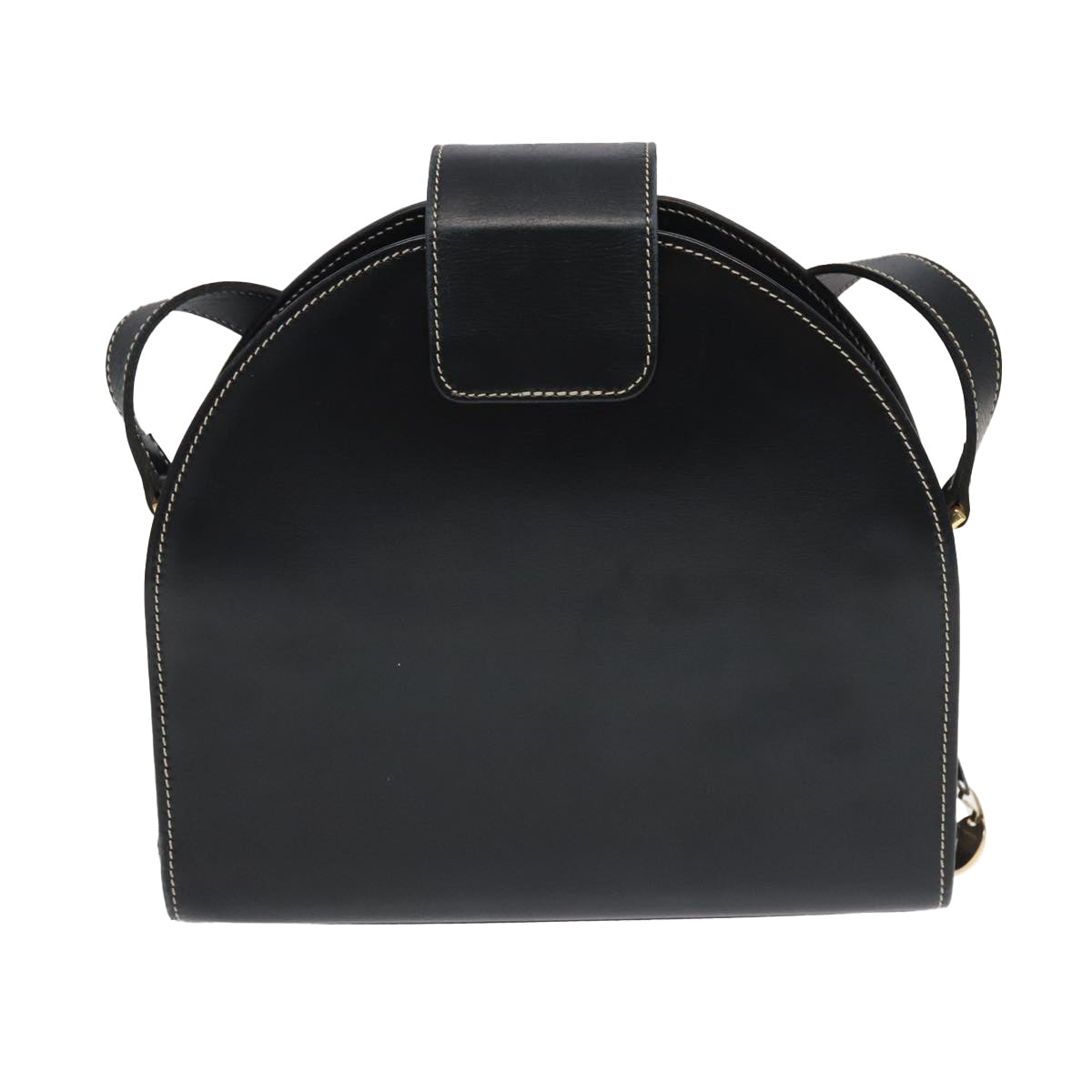 Christian Dior Shoulder Bag Leather Black Gold Auth 102014