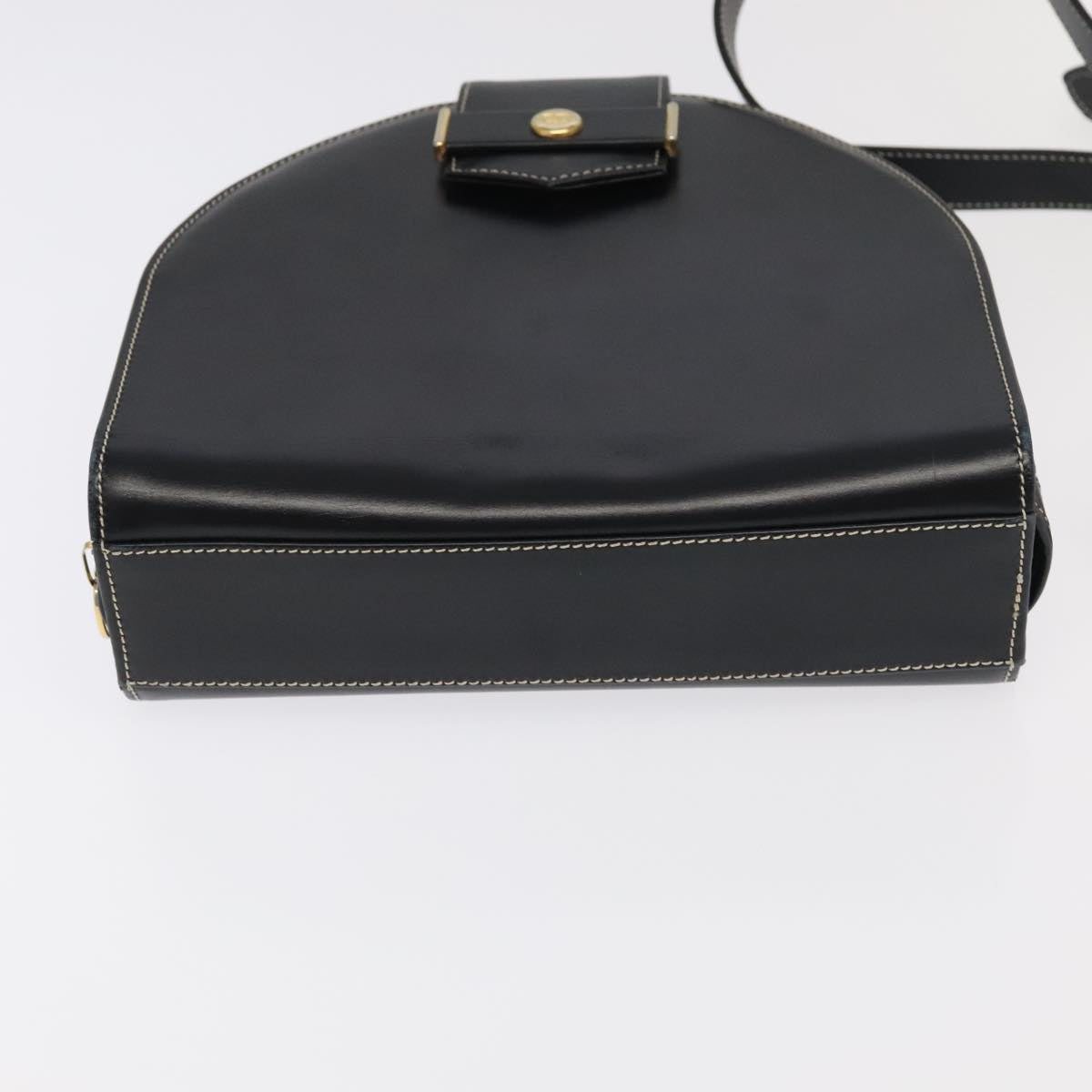 Christian Dior Shoulder Bag Leather Black Gold Auth 102014