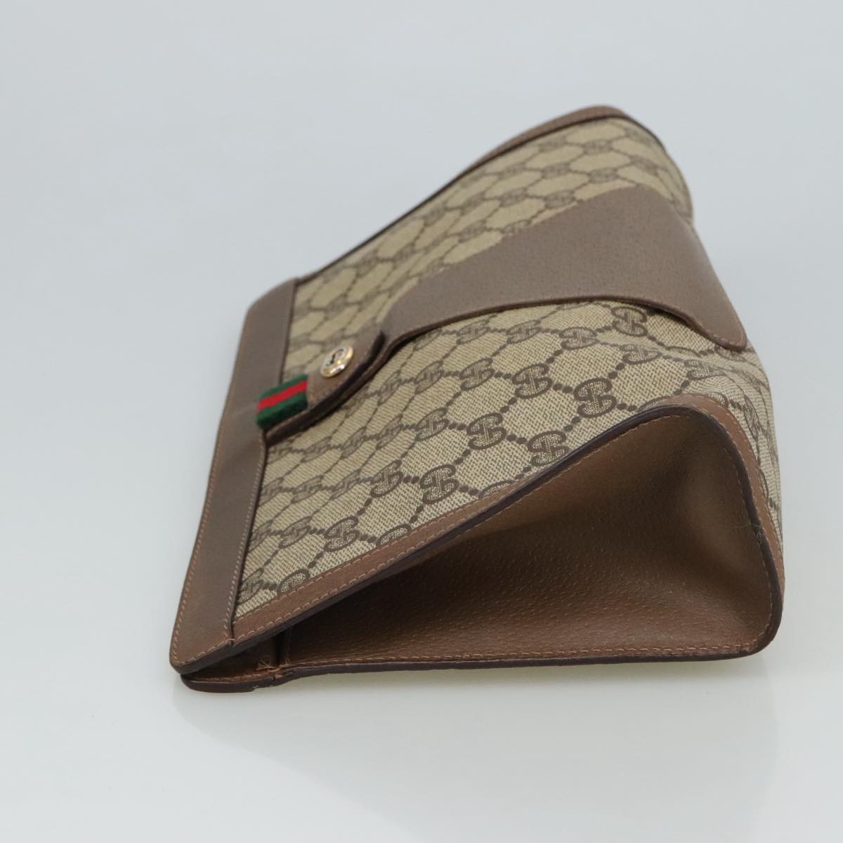 GUCCI GG Supreme Clutch Bag PVC Leather Beige Brown 89 01 033 Auth 102015