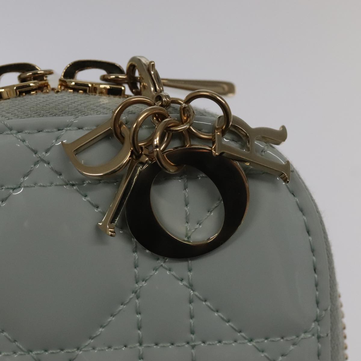 Christian Dior Canage Chain Shoulder Bag Patent 2way Light Blue Auth 102026A