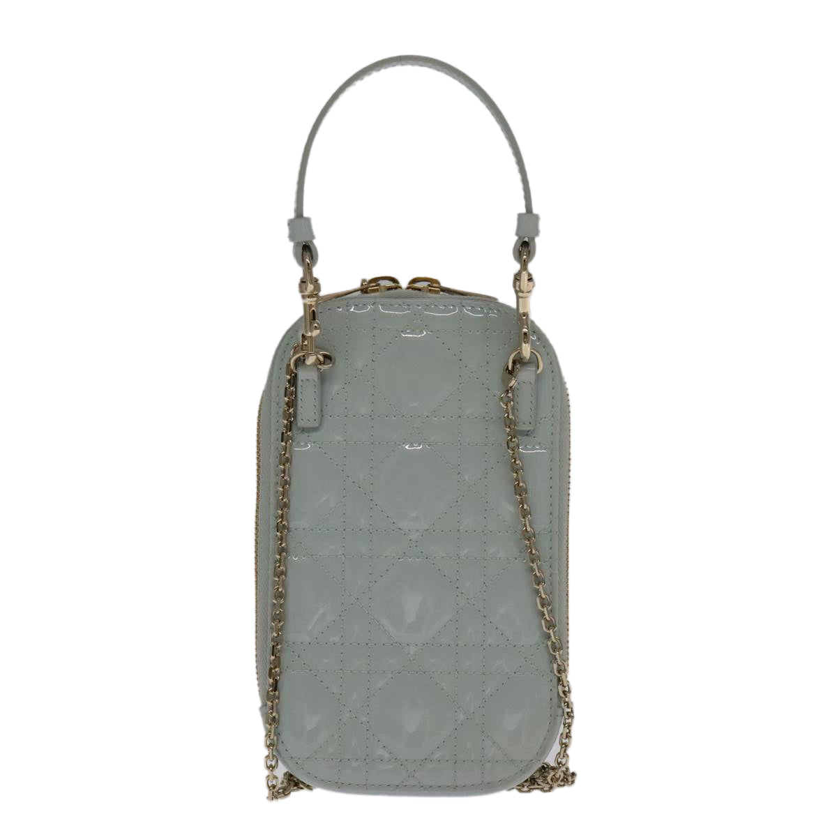 Christian Dior Canage Chain Shoulder Bag Patent 2way Light Blue Auth 102026A