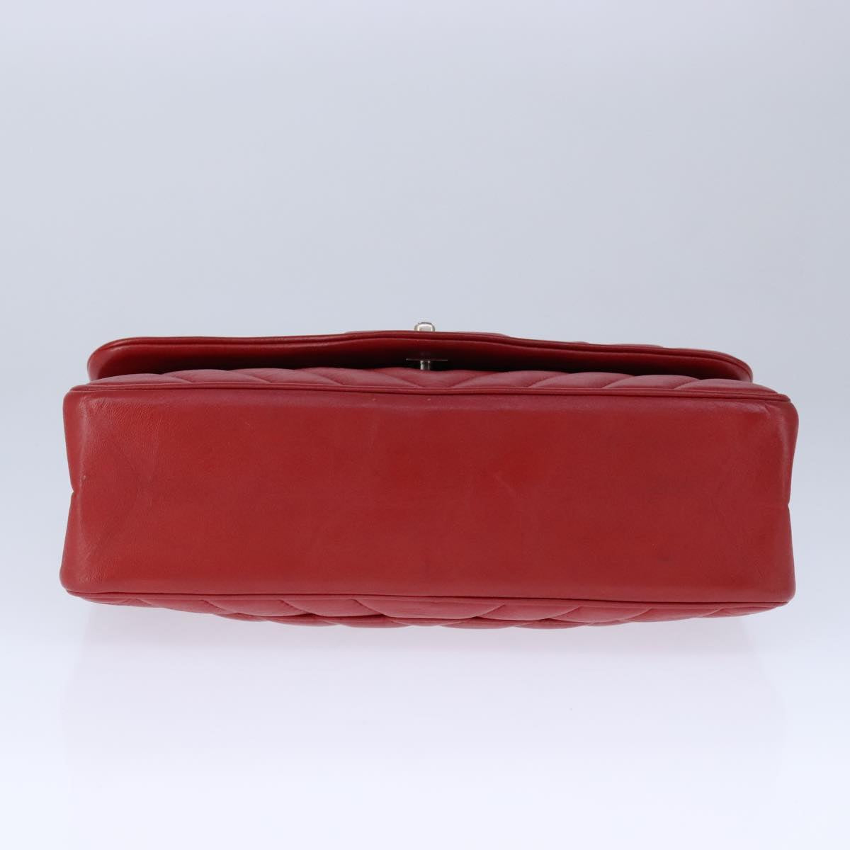 CHANEL V Stitch Chain Shoulder Bag Lamb Skin Red CC Auth 102030SAM