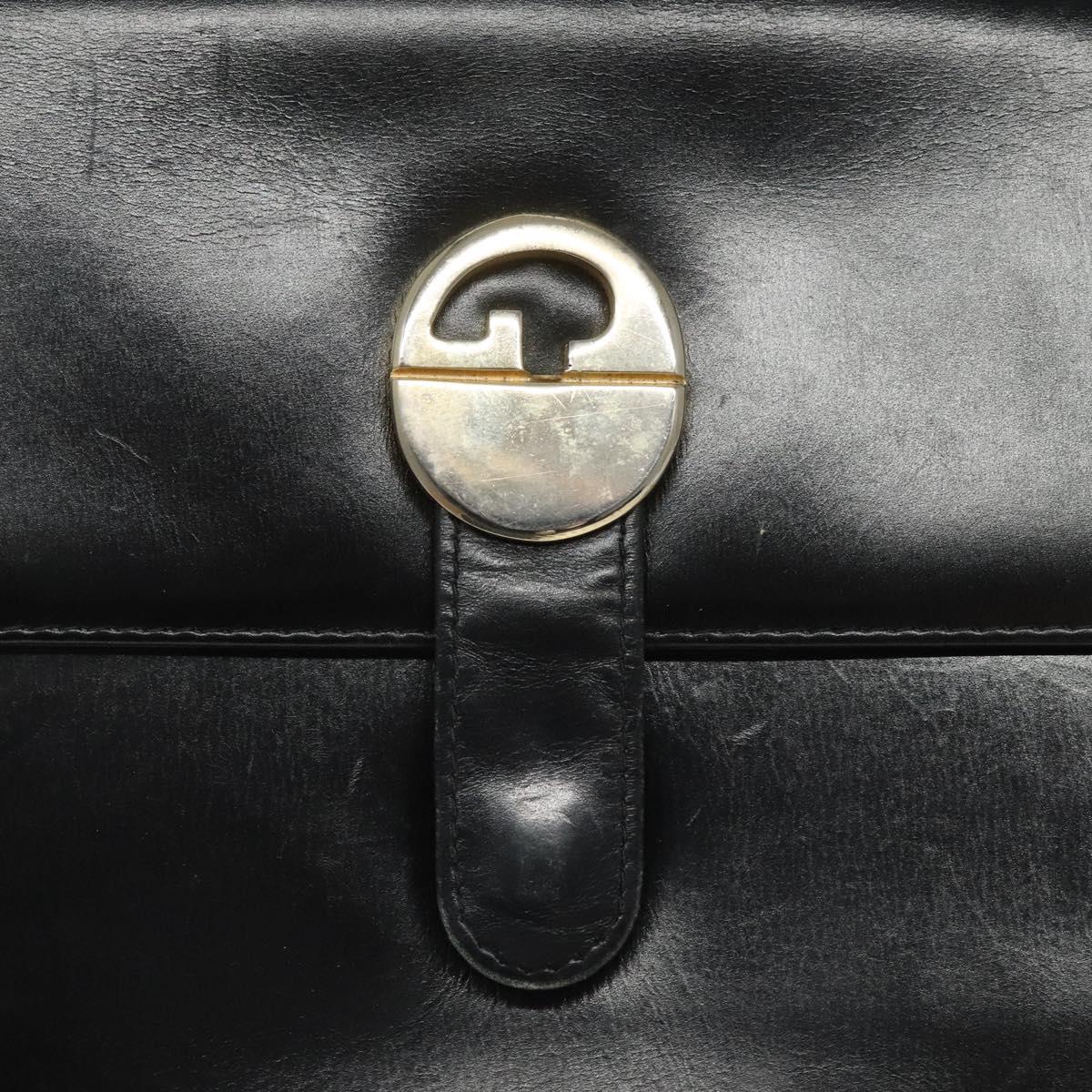 GUCCI Shoulder Bag Leather Black Auth 102039