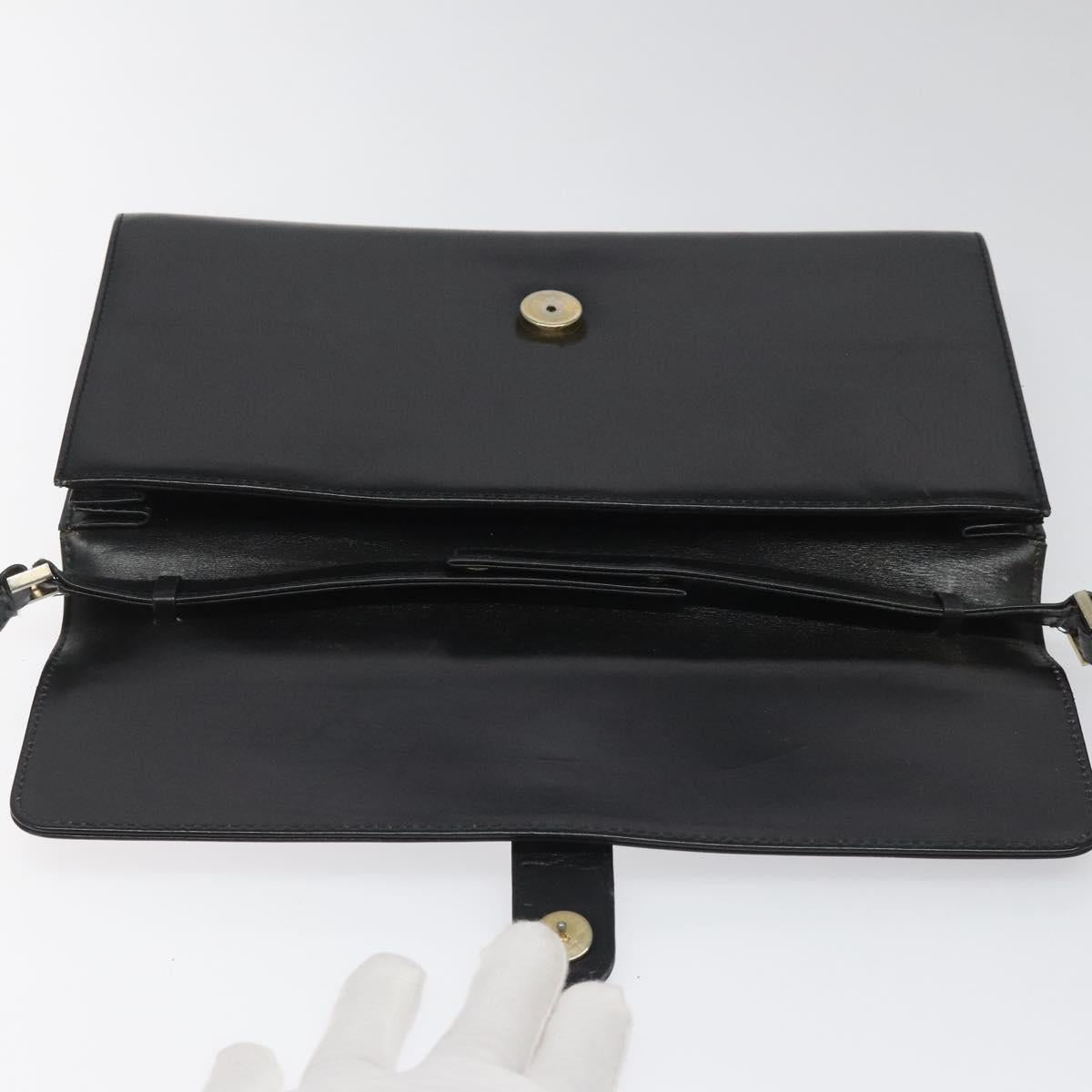 GUCCI Shoulder Bag Leather Black Auth 102039
