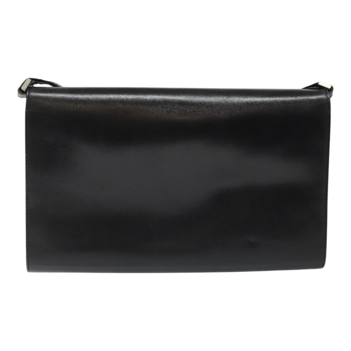 GUCCI Shoulder Bag Leather Black Auth 102039