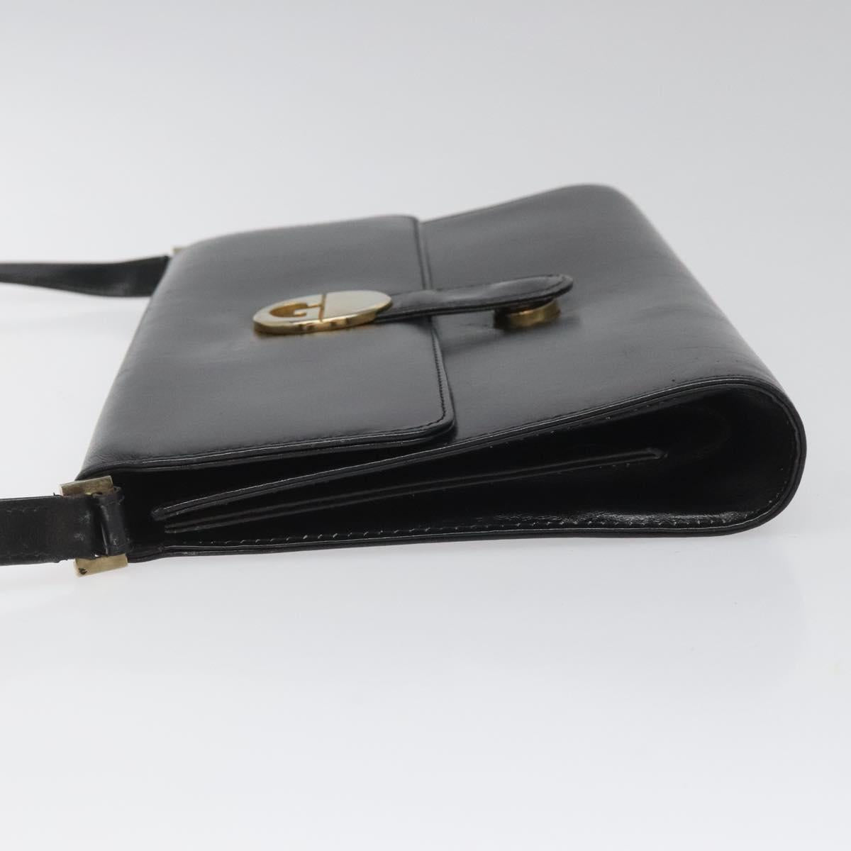 GUCCI Shoulder Bag Leather Black Auth 102039