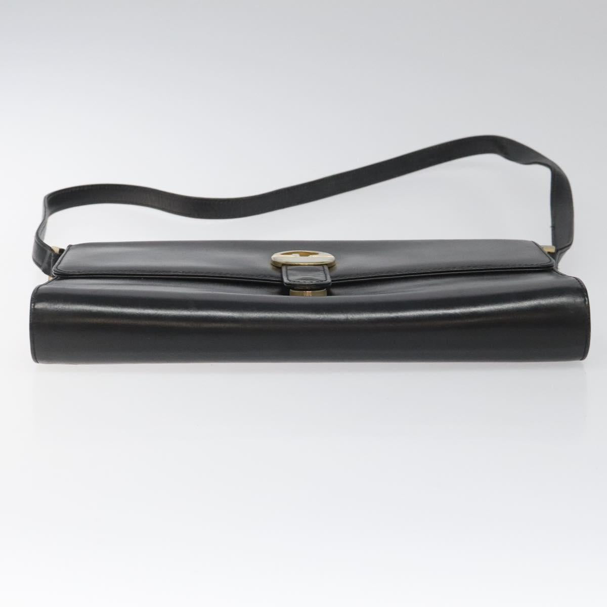 GUCCI Shoulder Bag Leather Black Auth 102039