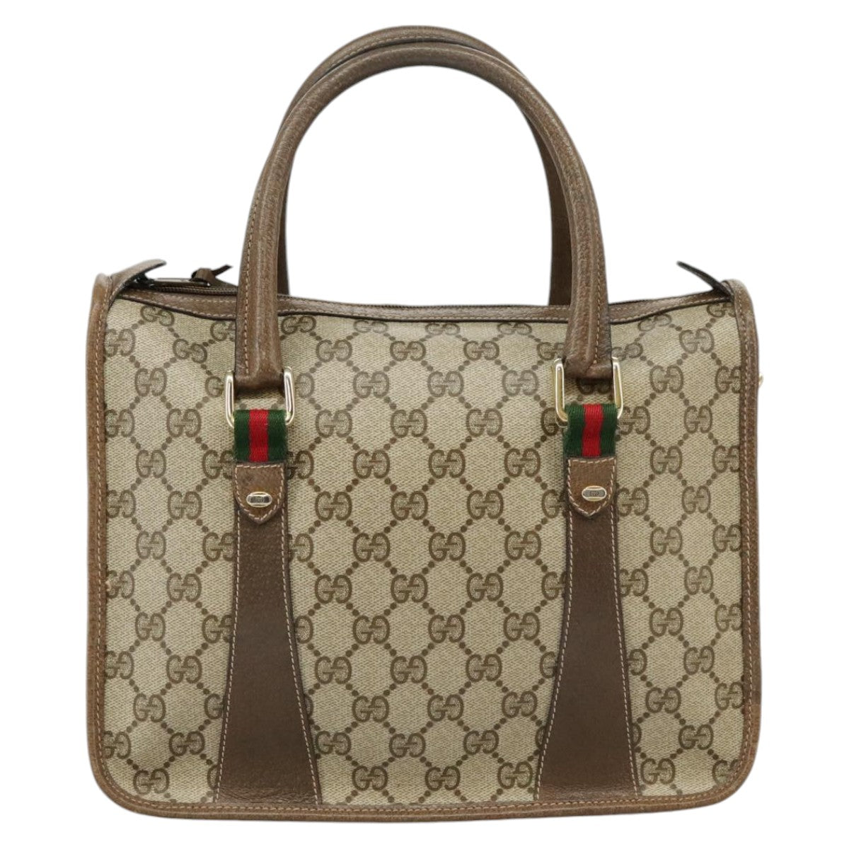 GUCCI GG Supreme Web Sherry Line Hand Bag PVC 2way Beige 58 02 039 Auth 102054