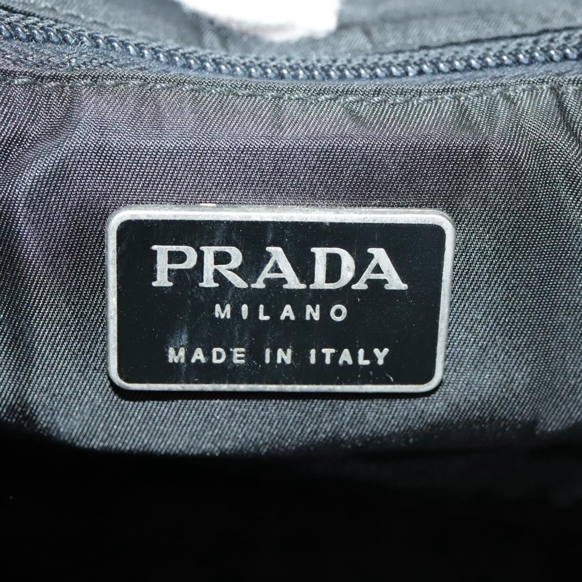 PRADA Hand Bag Nylon Black Silver Auth 102067