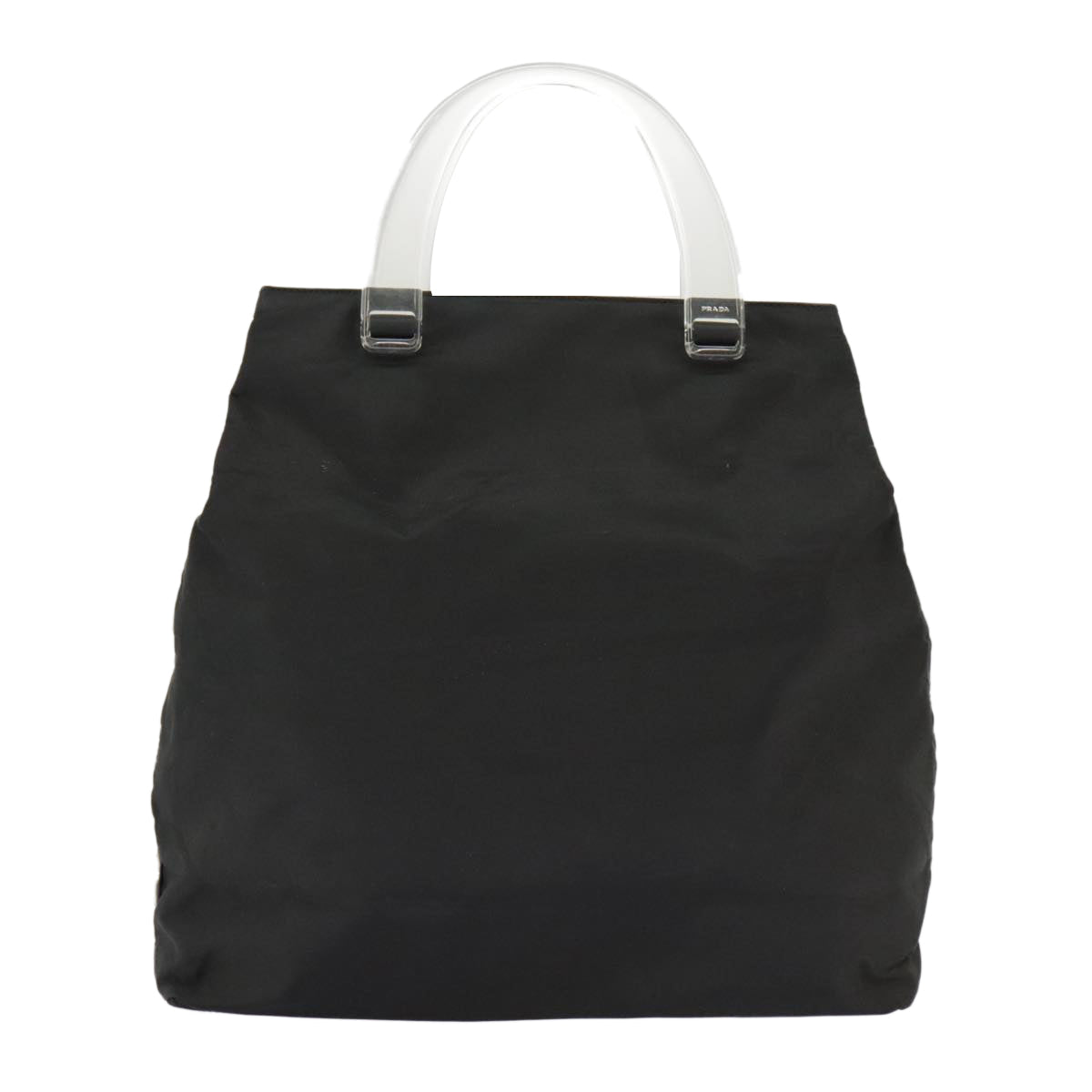 PRADA Hand Bag Nylon Black Silver Auth 102067