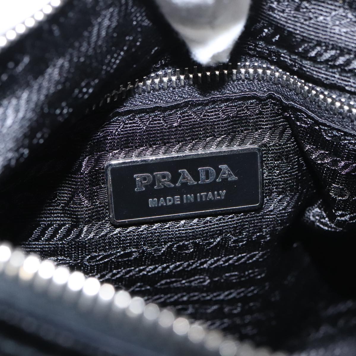 PRADA Shoulder Bag Nylon Black Silver Auth 102071