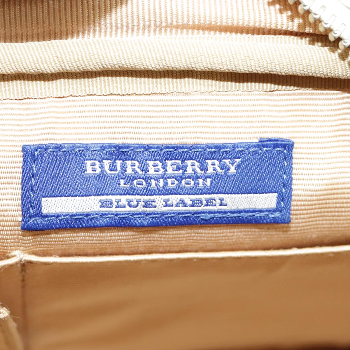 BURBERRY Nova Check Blue Label Shoulder Bag Nylon Pink Brown Gold Auth 102109