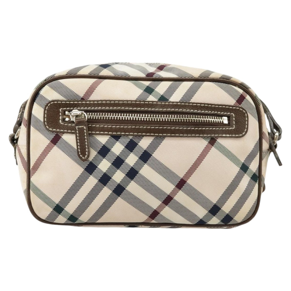 BURBERRY Nova Check Blue Label Shoulder Bag Nylon Pink Brown Gold Auth 102109