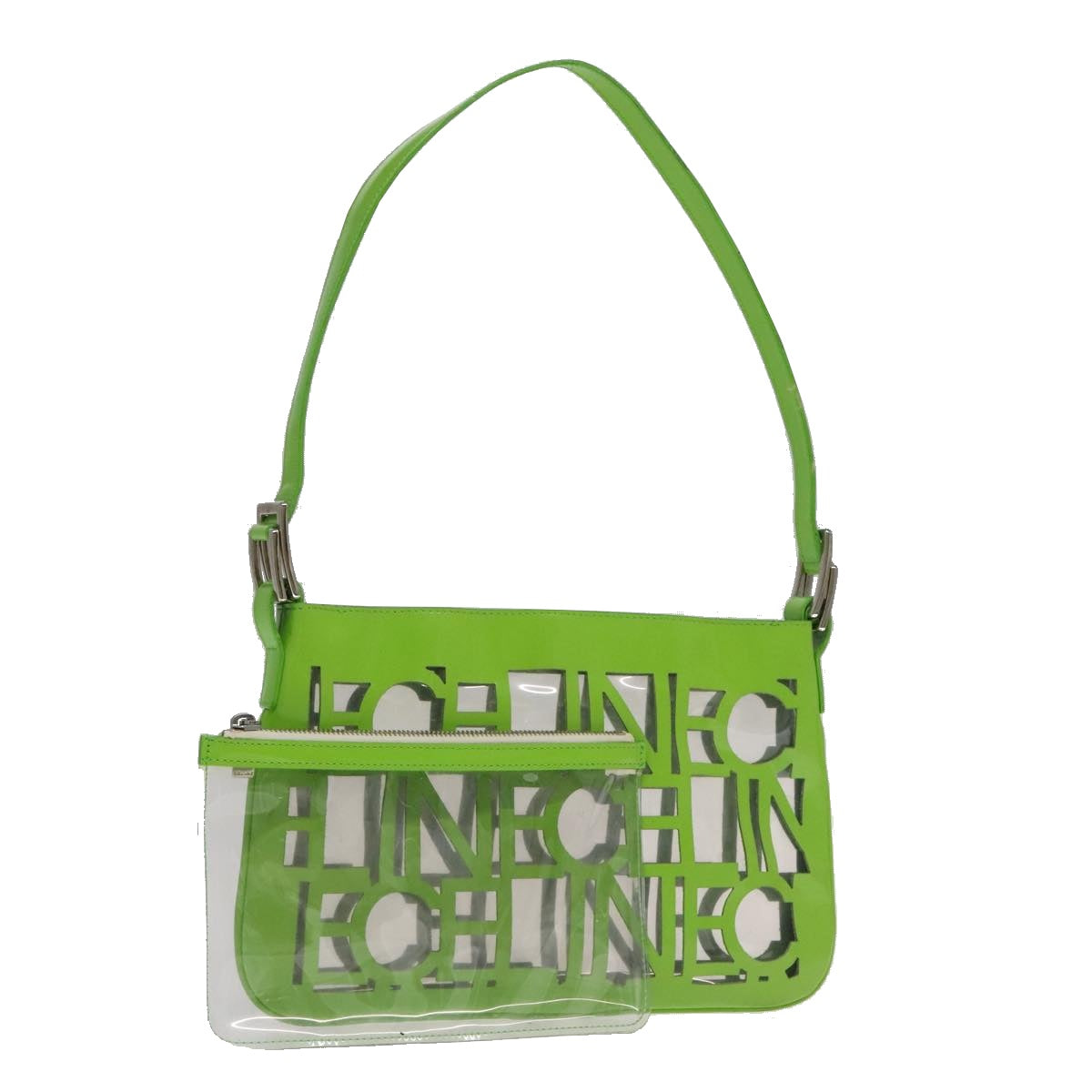 CELINE Shoulder Bag Enamel Green Clear Auth 102110