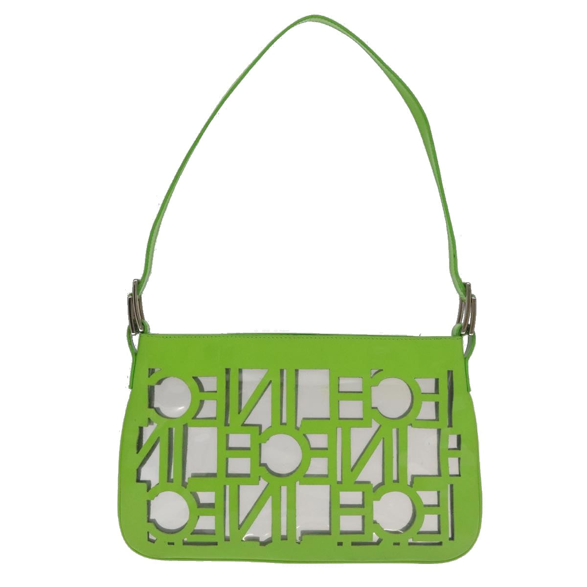 CELINE Shoulder Bag Enamel Green Clear Auth 102110