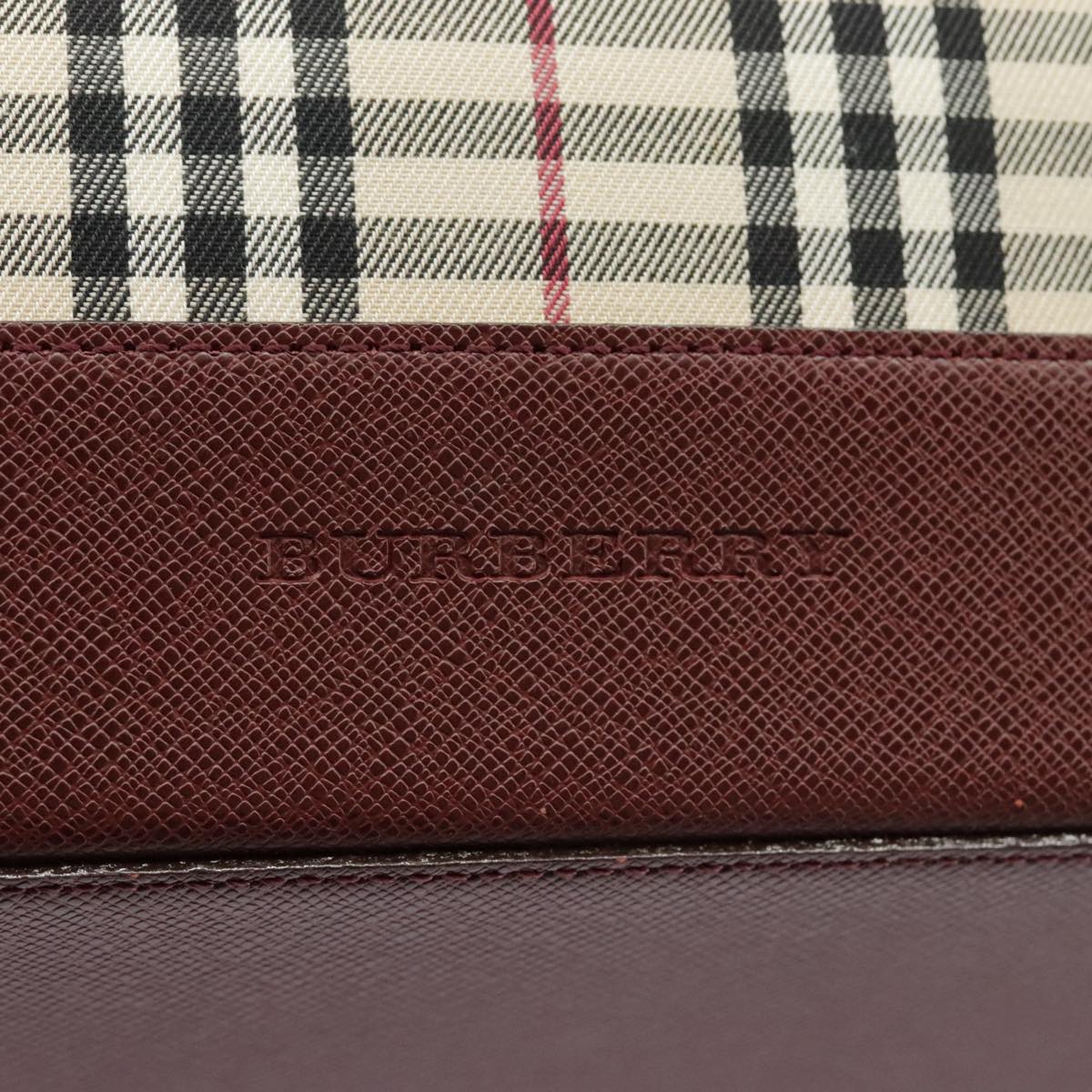 BURBERRY Nova Check Tote Bag Canvas Beige Red Auth 102114