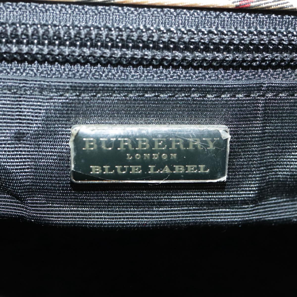 BURBERRY Nova Check Blue Label Shoulder Bag Nylon Beige Auth 102123