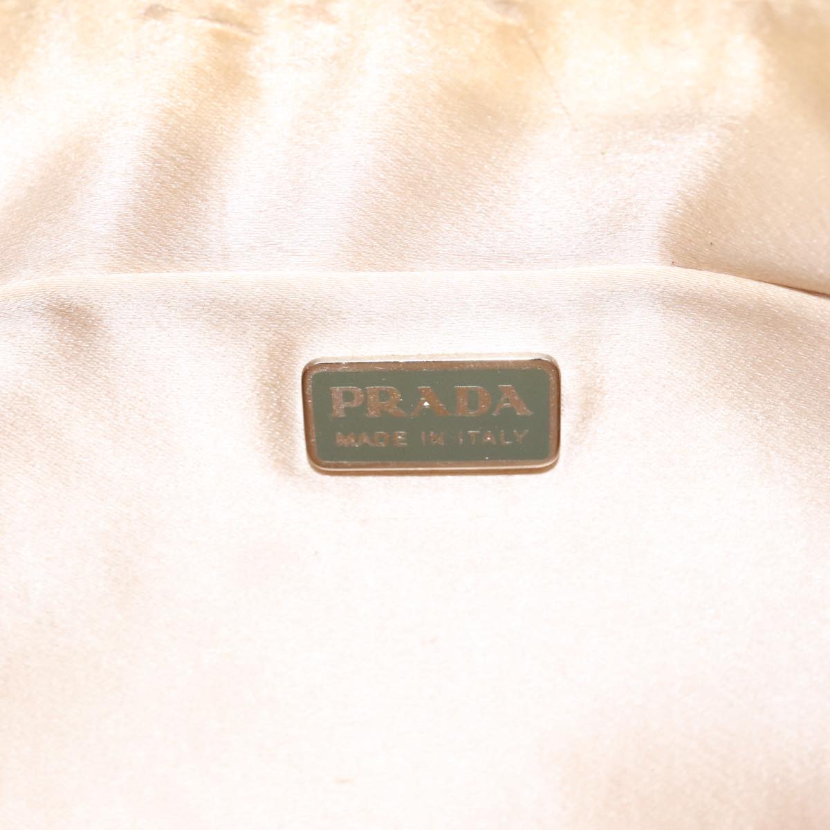 PRADA Shoulder Bag Satin Beige Auth 102126