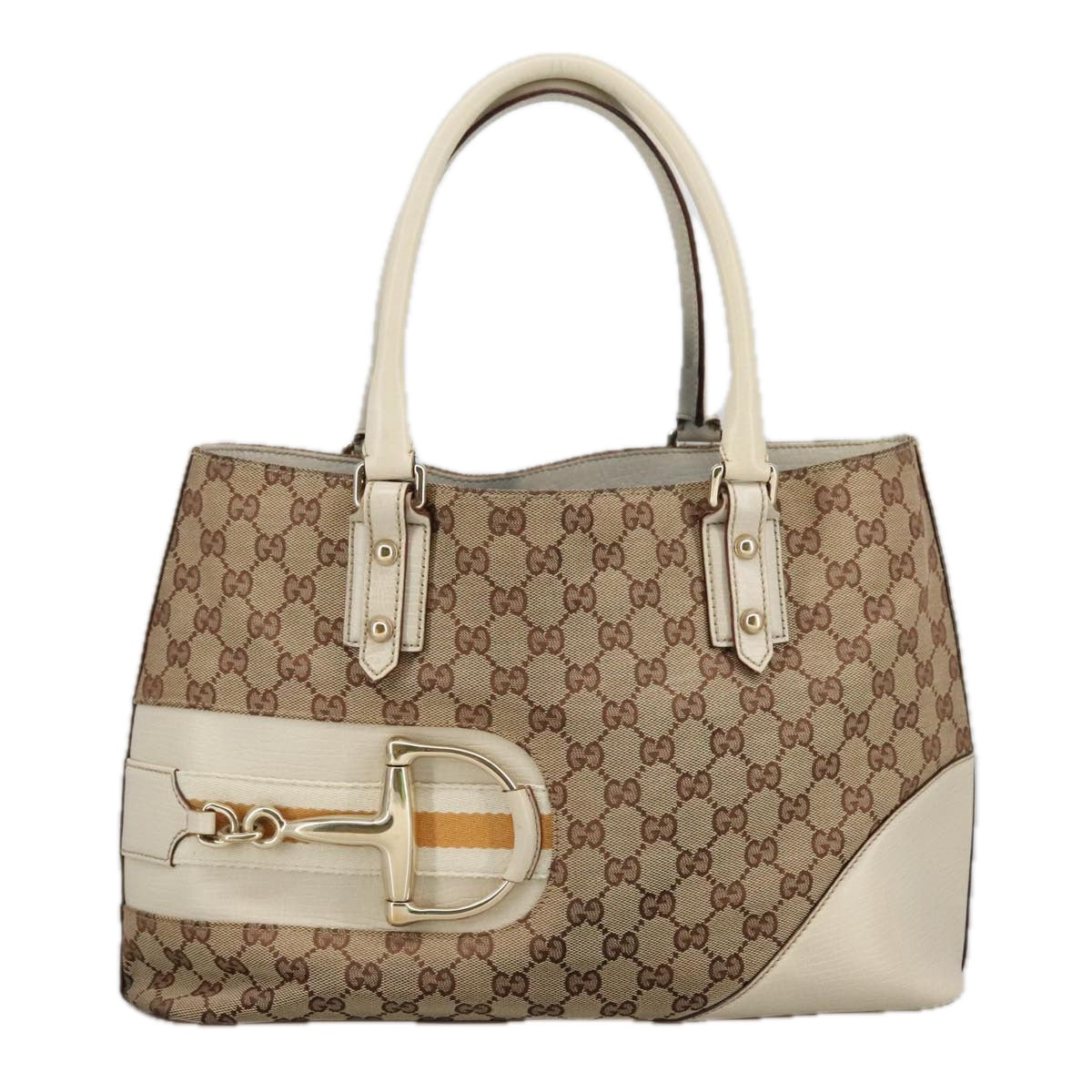 GUCCI GG Canvas Tote Bag Beige Gold 137385 Auth 102161