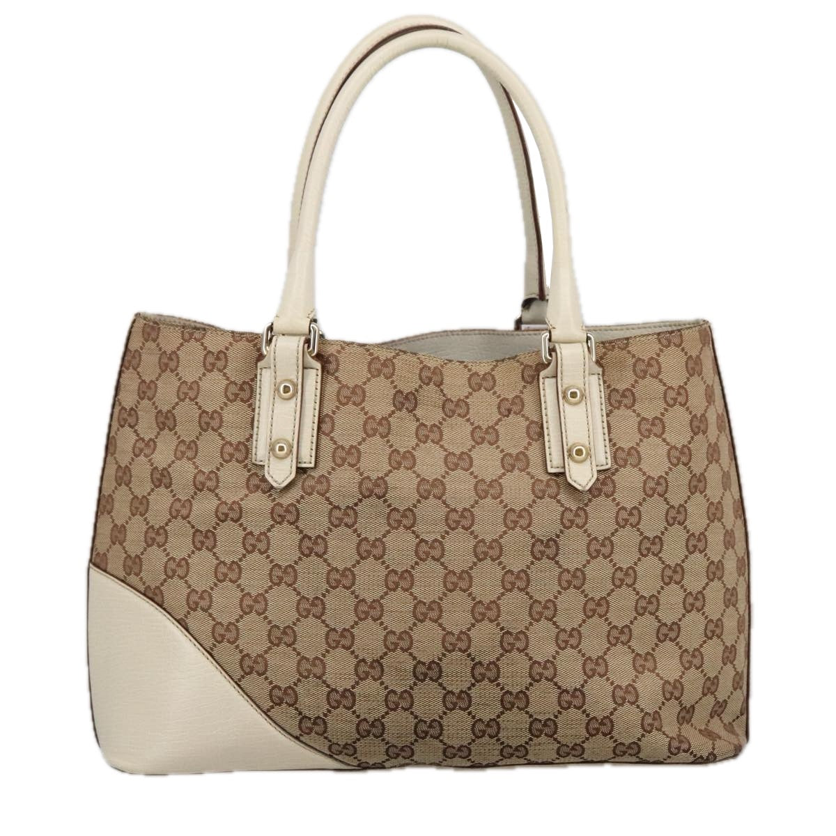 GUCCI GG Canvas Tote Bag Beige Gold 137385 Auth 102161