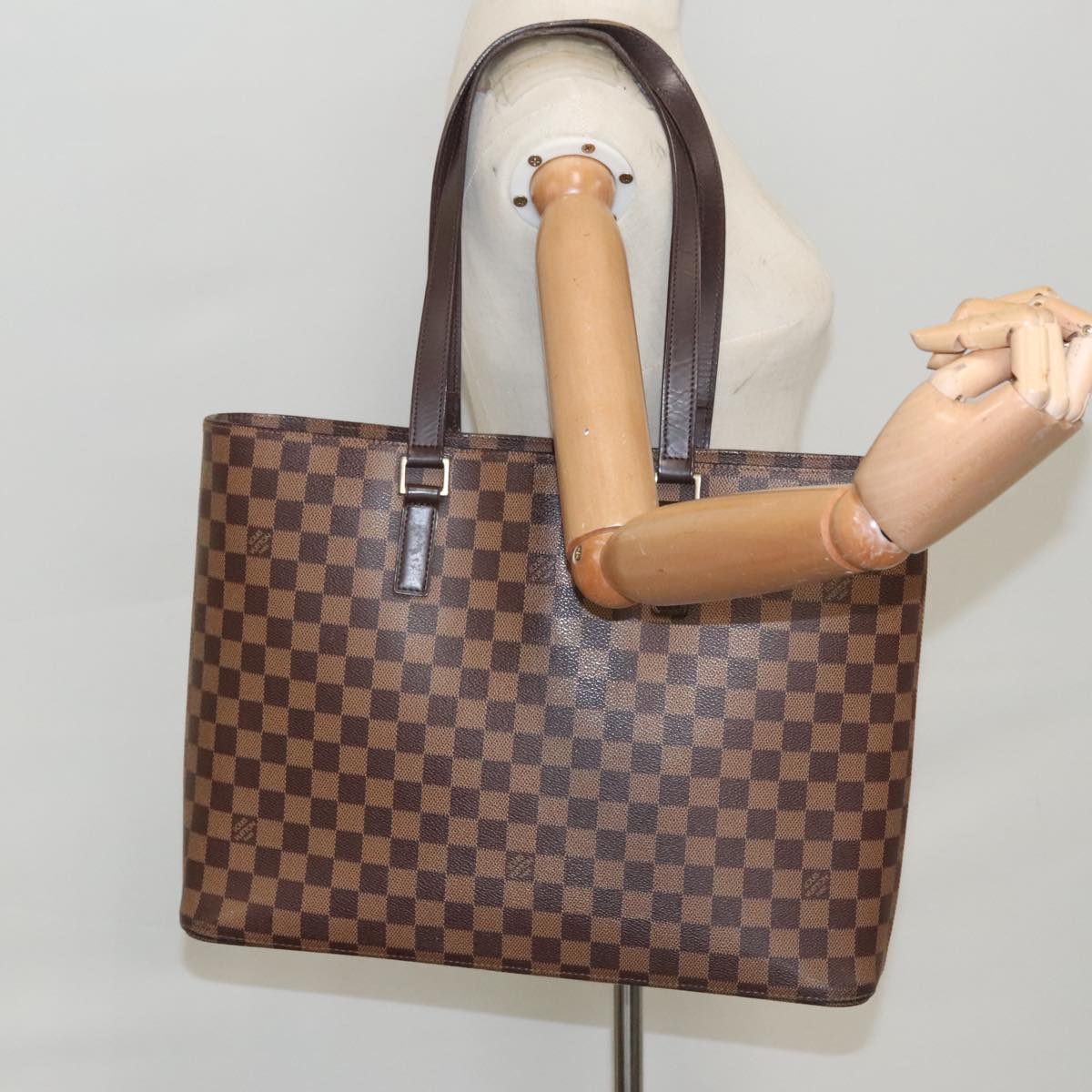 LOUIS VUITTON Damier Ebene Luco Tote Bag N51156 LV Auth 102187