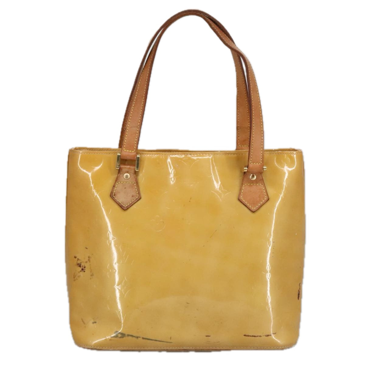 LOUIS VUITTON Monogram Vernis Houston Hand Bag Beige M91004 LV Auth 102224