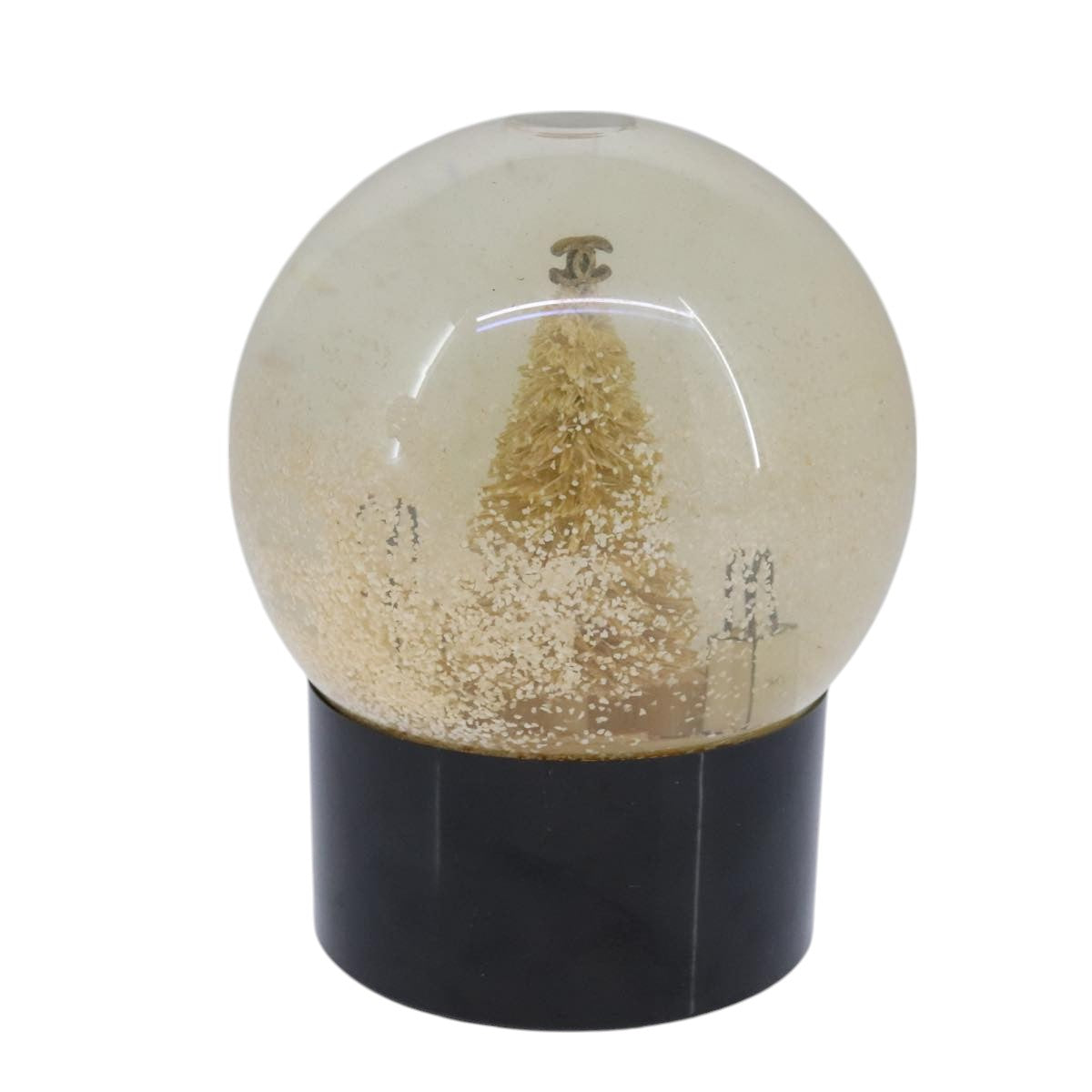 CHANEL Christmas Tree Shopper Snow Globe VIP Only Clear Yellow CC Auth 102238