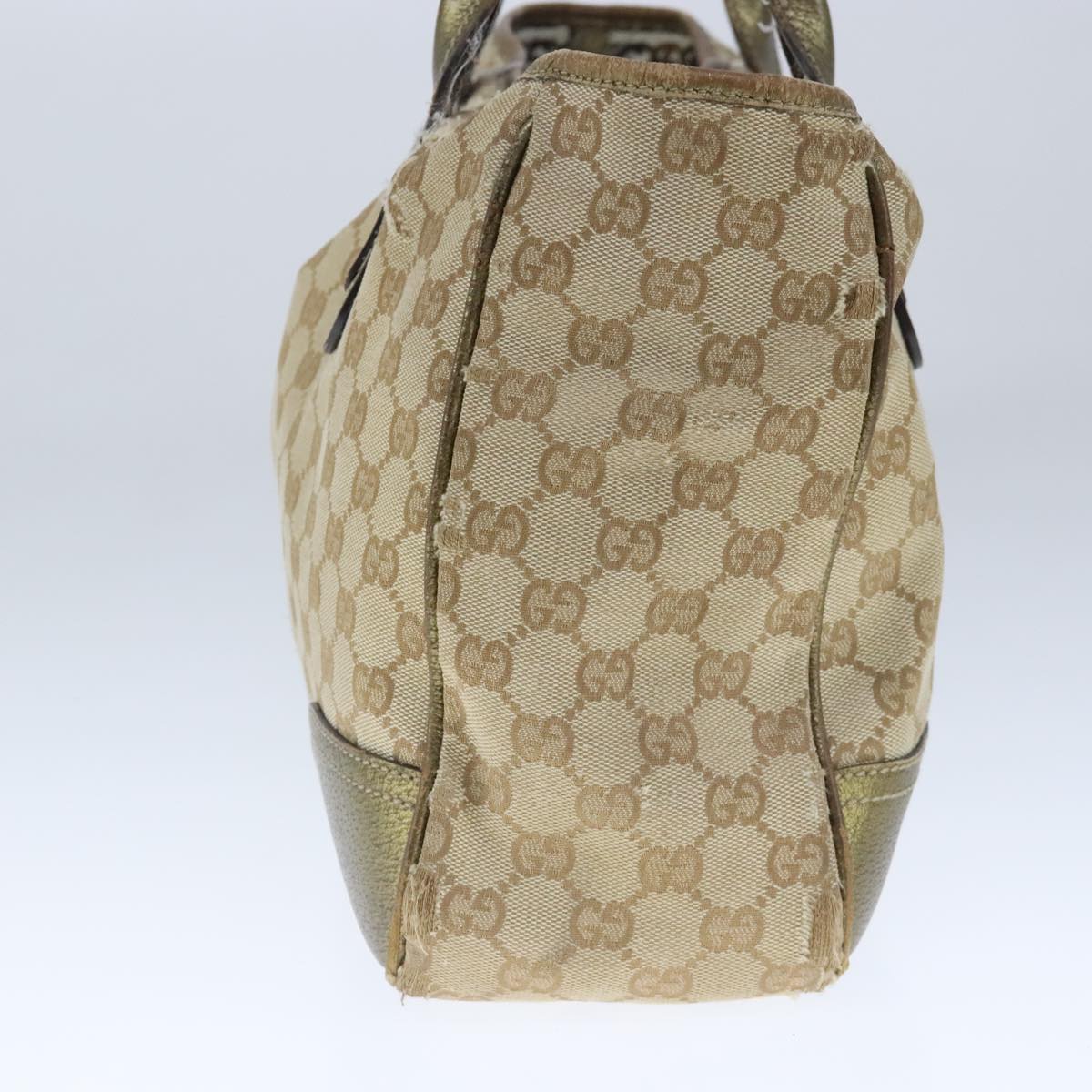 GUCCI GG Canvas Tote Bag Beige Gold Auth 102347