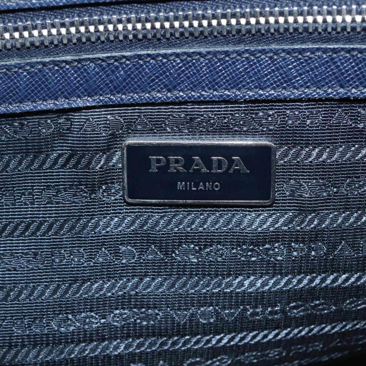 PRADA Business Bag Leather Navy Auth 102353