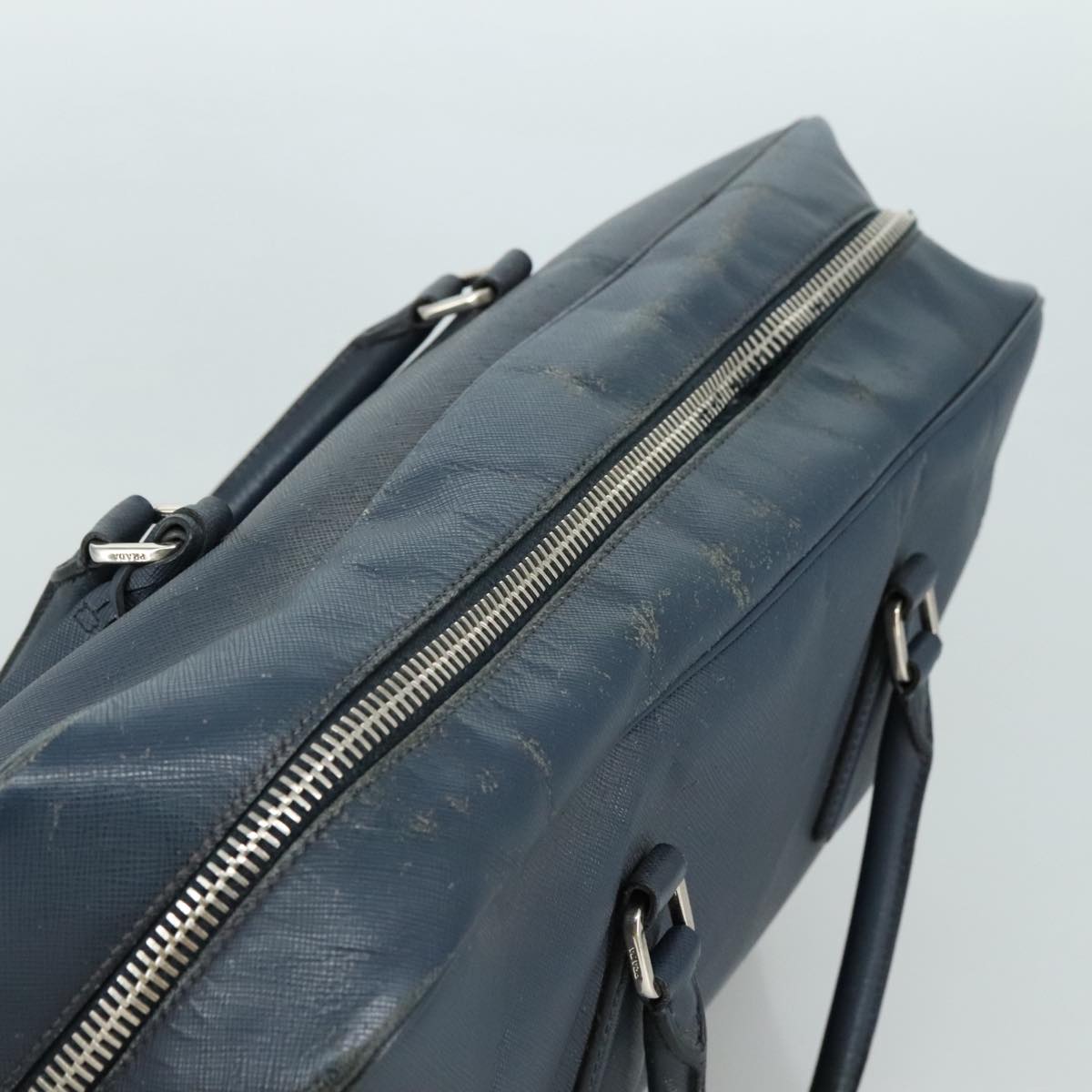 PRADA Business Bag Leather Navy Auth 102353