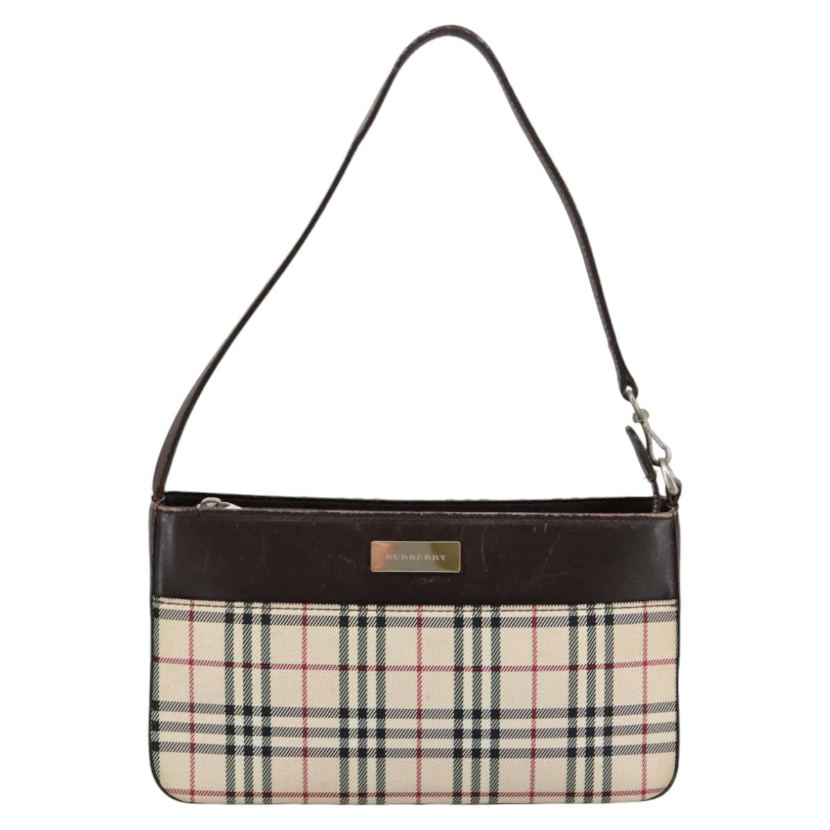 BURBERRY Nova Check Shoulder Bag Canvas Beige Auth 102373