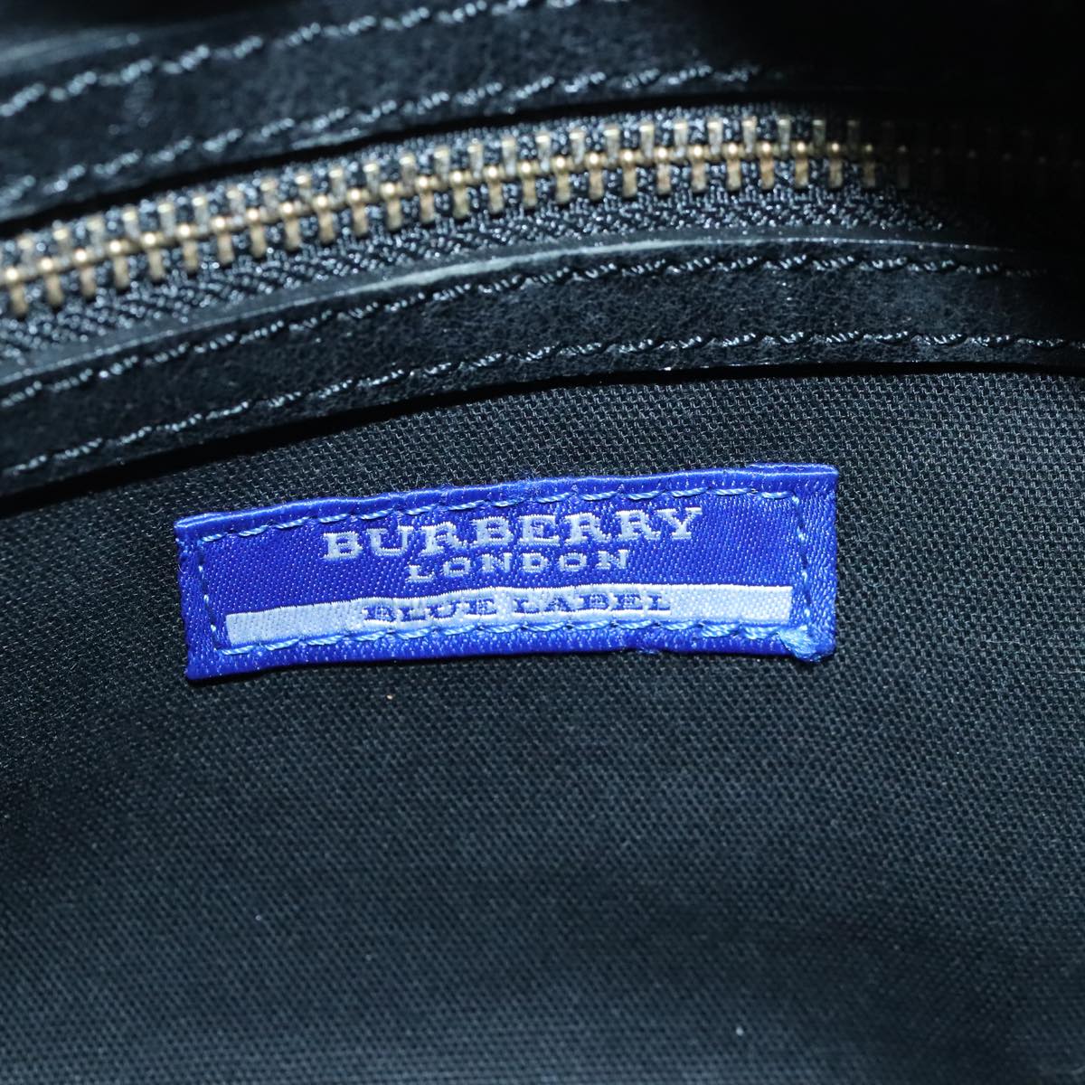 BURBERRY Nova Check Blue Label Shoulder Bag Wool Leather Black Auth 102387