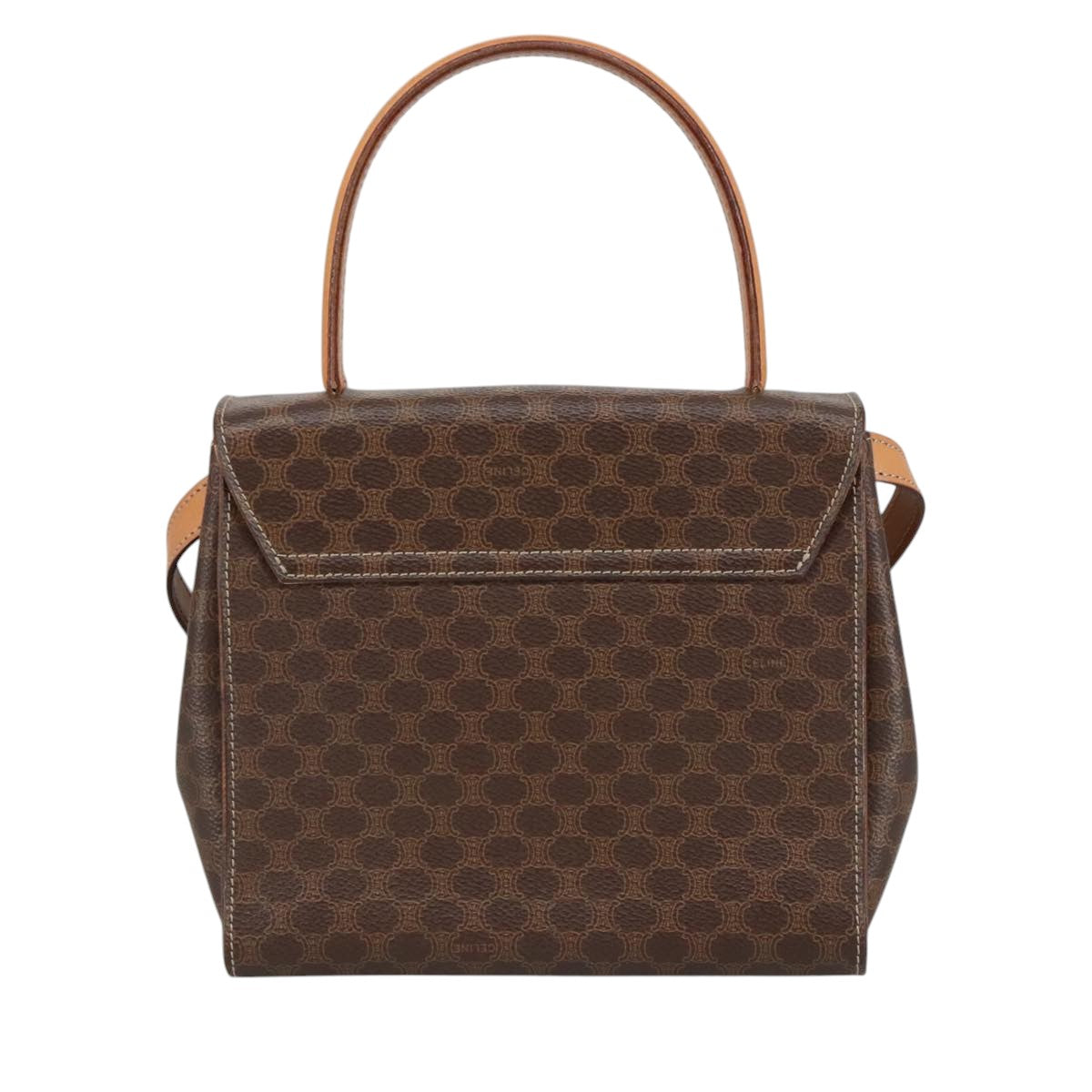 CELINE Macadam Canvas Hand Bag PVC Leather 2way Brown Gold Auth 102389