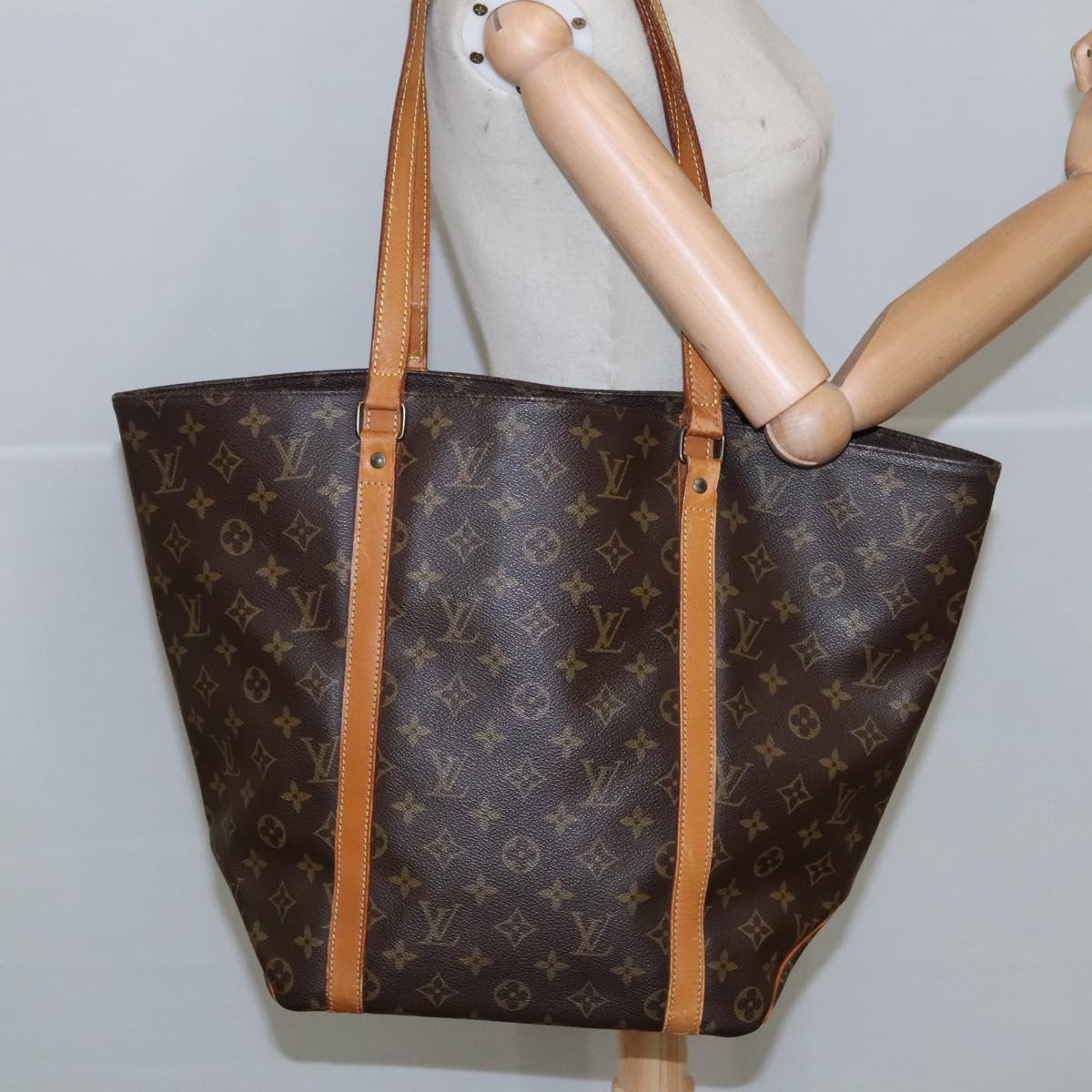 LOUIS VUITTON Monogram Sac Shopping Tote Bag M51108 LV Auth 102395