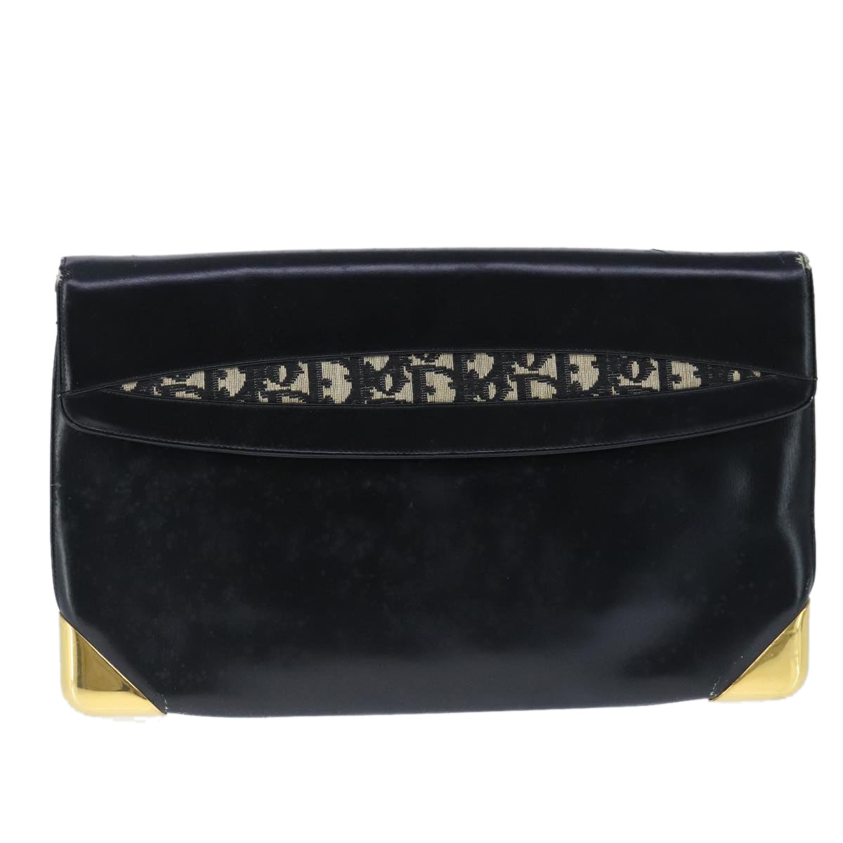 Christian Dior Clutch Bag Leather Black Auth 102449