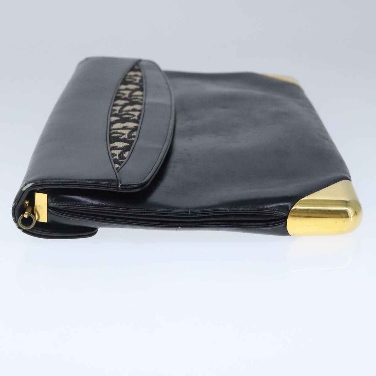 Christian Dior Clutch Bag Leather Black Auth 102449