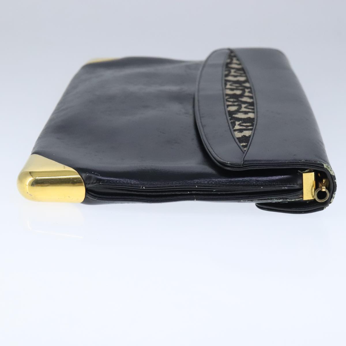 Christian Dior Clutch Bag Leather Black Auth 102449