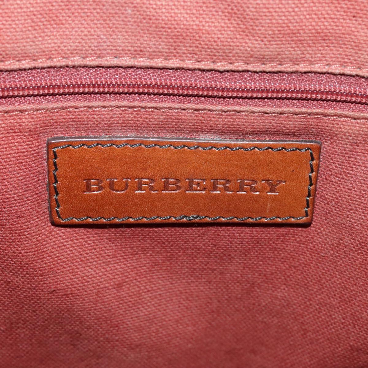 BURBERRY Nova Check Shoulder Bag PVC Leather Beige Red Auth 102450