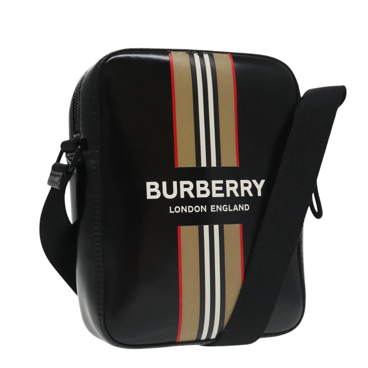 BURBERRY Shoulder Bag Enamel Black Auth 102454