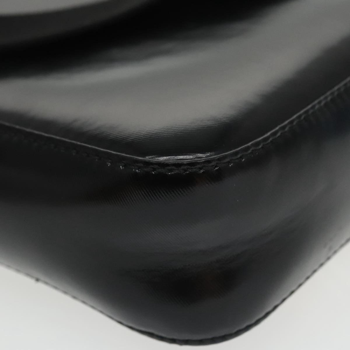 BURBERRY Shoulder Bag Enamel Black Auth 102454