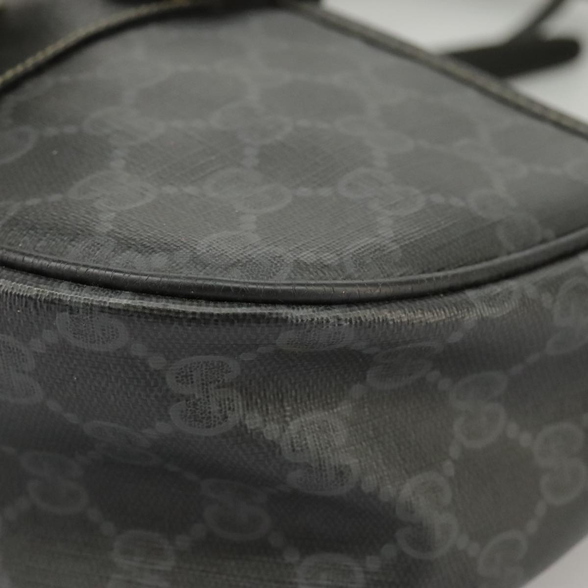 GUCCI GG Supreme Web Sherry Line Shoulder Bag PVC Black 89 02 032 Auth 102469